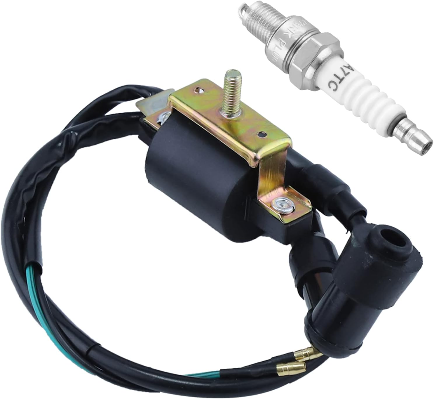 Ignition Coil Spark Plug for Coolster 50cc 70cc 90cc 110cc 125cc 3050B ATV-3050B 3050 B3050A Kids 4 Quad Four Wheeler，for Roketa taotao Baja Kazuma Meerkat Quad ATV Dirt Pocket Bike