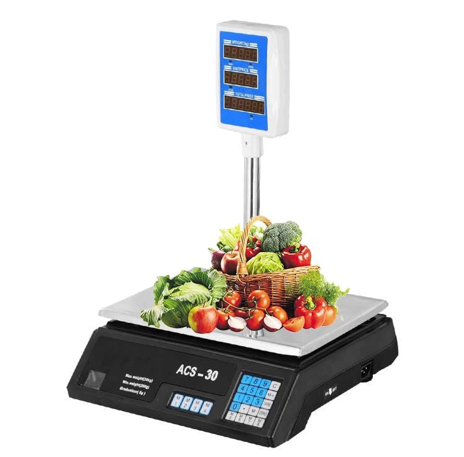– SUNRISE Scale Price Computing Commercial Food Produce Weight Scales with LCD Display for Fruit Vegetable Meat Supermarket Retail Outlets Digital Electronic Scale Platform (40KG)
