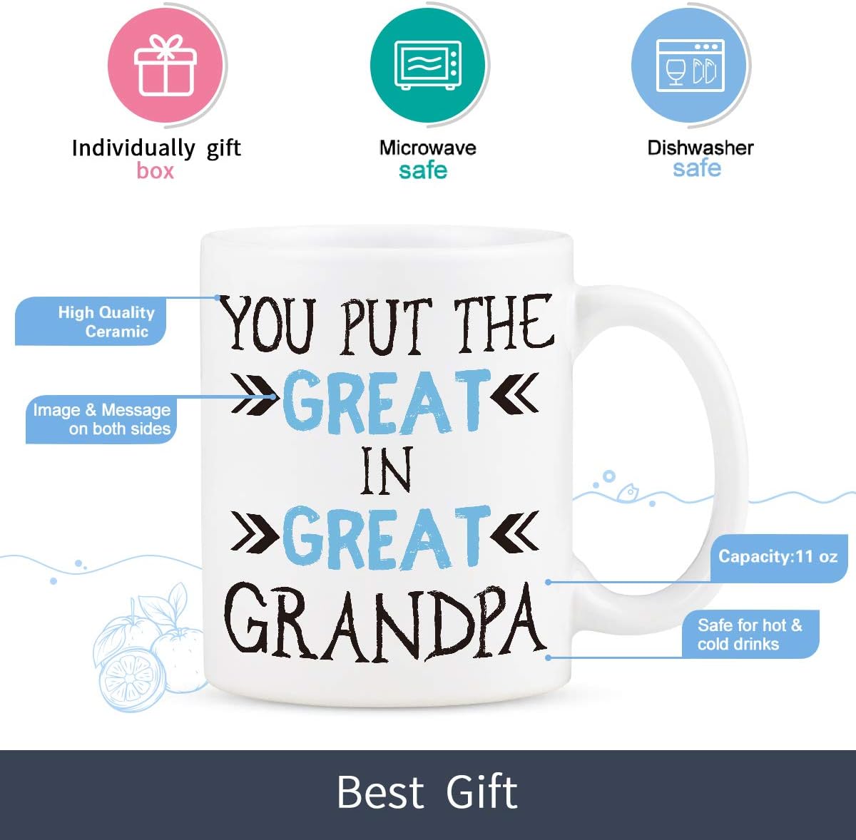 60% оƒƒ Dіѕсоunt Grandpa Coffee Mug Grandpa Mugs from Grandson Granddaughter You Put the Great in Great Grandpa Fathers Day Mugs for Grandpa Great Grandpa Mug Cup 11Oz