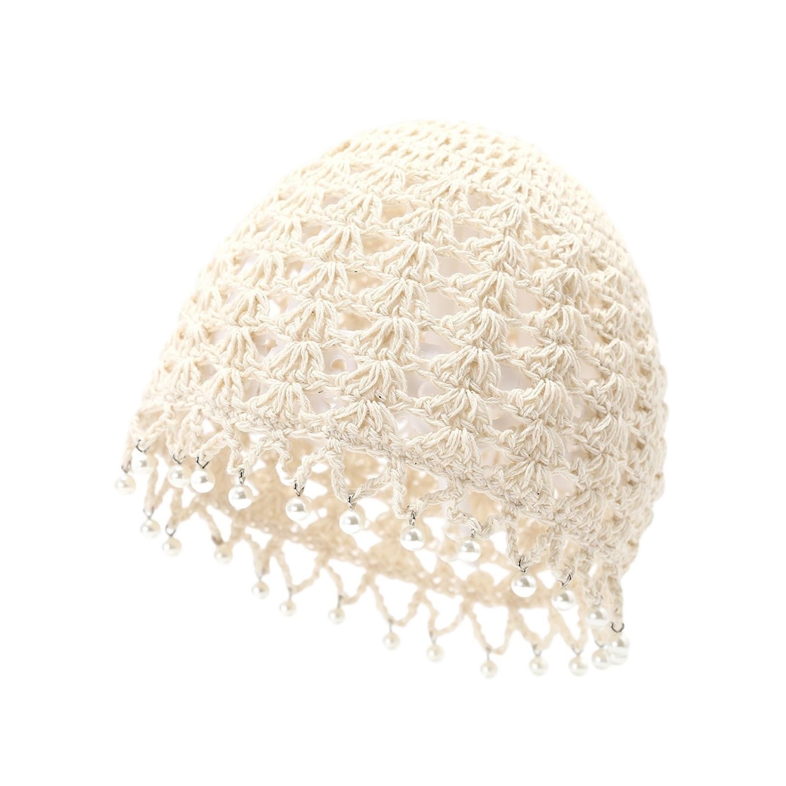 SommermüTze Damen 1pc Koreanische Retro Perle Quaste Hohl Beanies Caps for Frauen, Sommer Handgemachte Häkeln Reise Atmungsaktive Pullover Hüte Zubehör