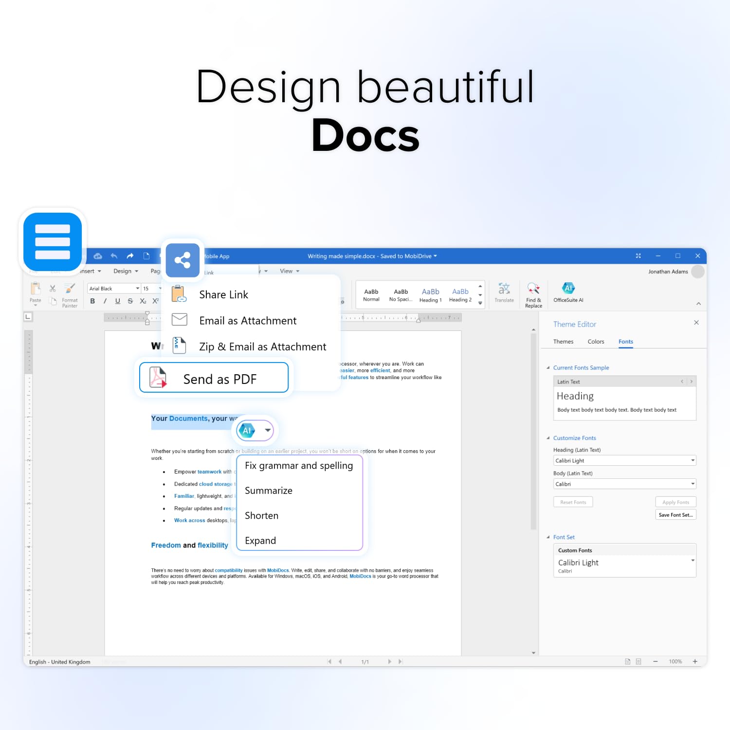 MobiOffice | Compatible with Microsoft Word, Excel, PowerPoint | Use on Desktop & Mobile Devices (Windows, Mac, Android & iOS) | Multiple Plans Available (Multi-user, Windows, MacOS)