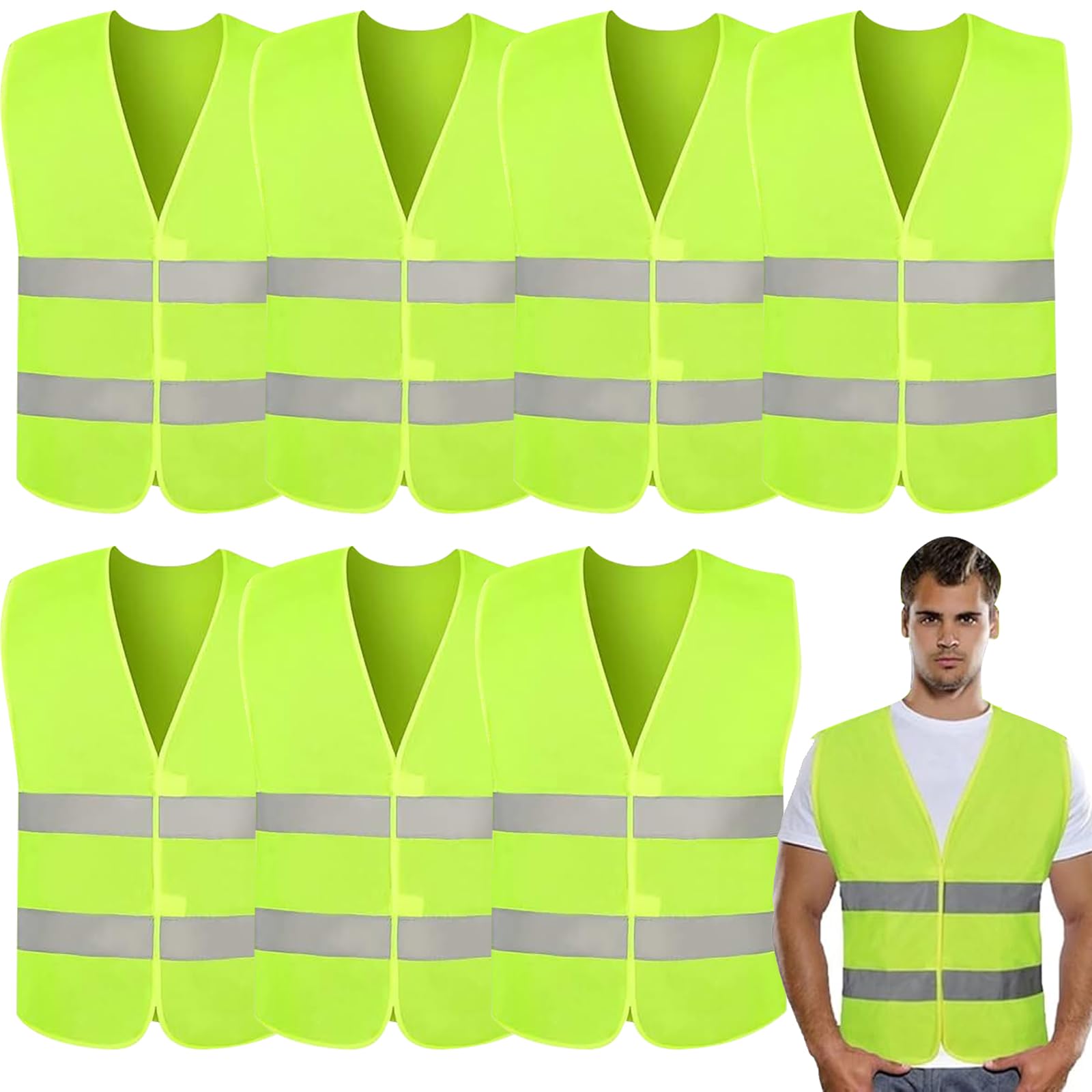 30 Pezzi Gilet Alta visibilità, Giubbotti di Sicurezza, Universale Giallo Giubbotto Sicurezza Riflettente, per Soccorso Stradale Notturno, Dotato di Strisce Rifrangenti di Alta qualità (30)