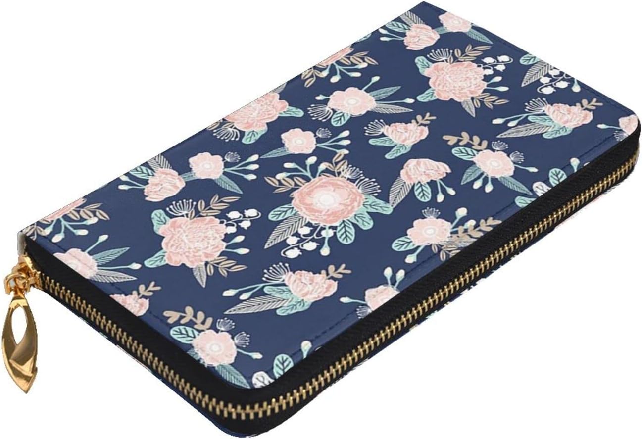 長財布 レザー 本革 スキミング防止 ギャルソン財布 コインスルー 花柄 訳あり/アウトレット】