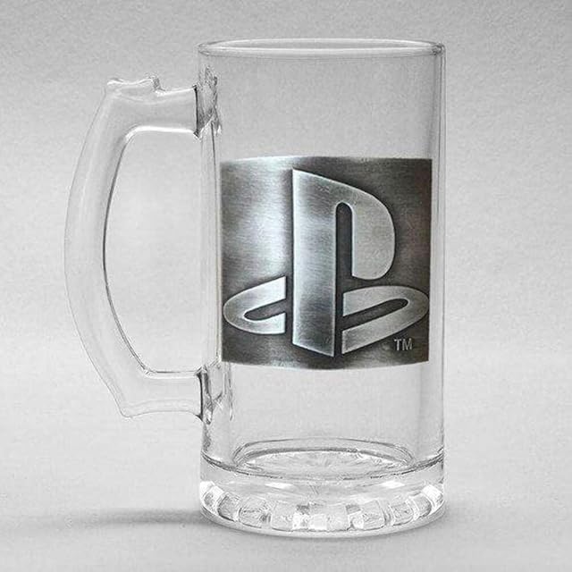 Playstation - Logo with Metal Badge 500ml Glass Stein Gift Box Included