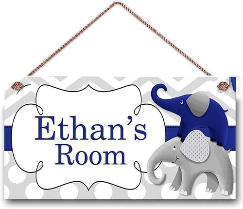 Letreros personalizados, lindo letrero de elefante, divertido letrero de dibujos animados, decoración de pared para habitación de niños, niñas, sala