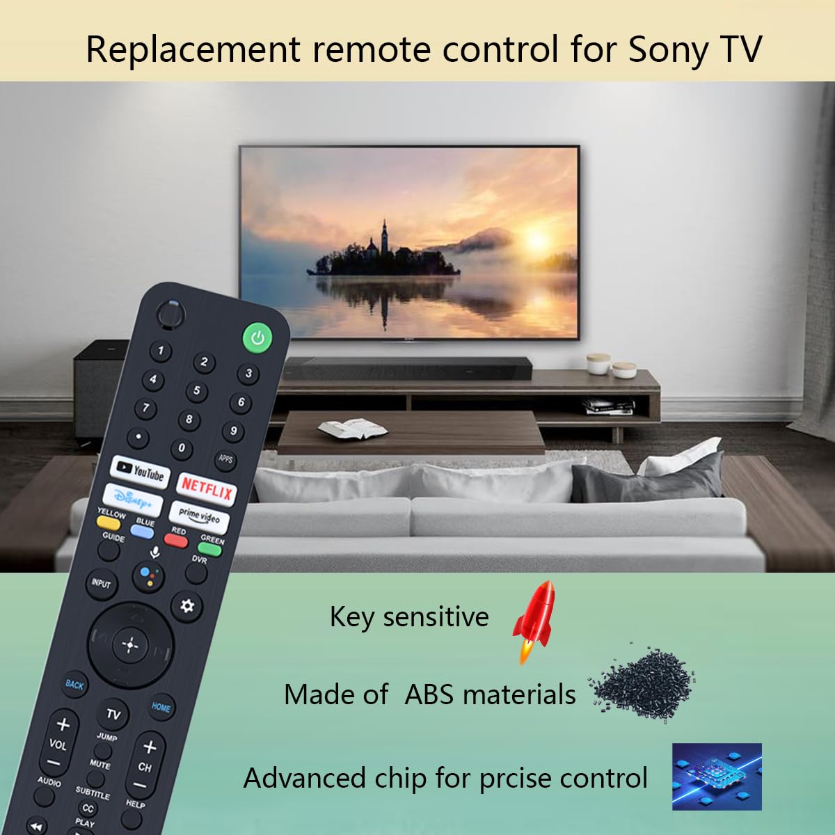 GHUST RMF-TX520U Telecomando vocale di ricambio per Sony Smart TV KD-75X79J KD-75X80CJ KD-75X81J KD-75X85J KD-85X85J KD-85X91CJ KD-85X91J XR-50X90J XR-50X94J XR-5A94J 84J XL 75X95J XR-75Z9J XR-77A80J