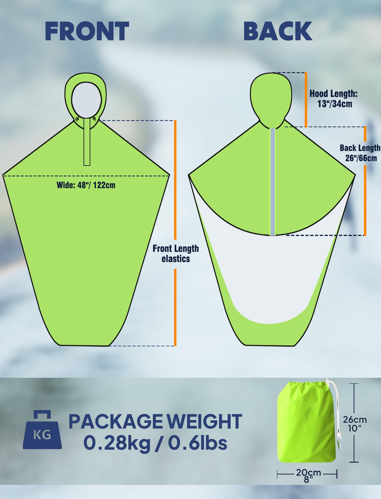 ANYOO Wasserdichte Poncho Abdeckung für Rollstühle Leichter Regenponcho Cape Shield mit Gummibändern bietet Trockenschutz für Rollstühle, Einheitsgröße