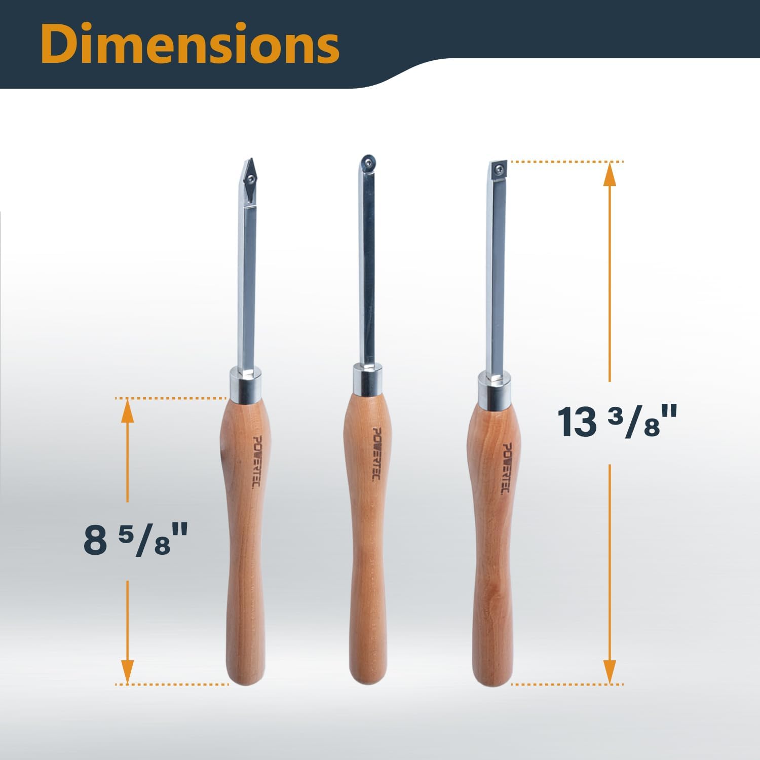 POWERTEC 3 Pcs Carbide Lathe Tools with 6 Pcs Tungsten Carbide Cutter Insert Set | Wood Lathe Tools with Flat Edge Square, Round and Diamond, Lathe Tools with Replaceable Blade (71995)