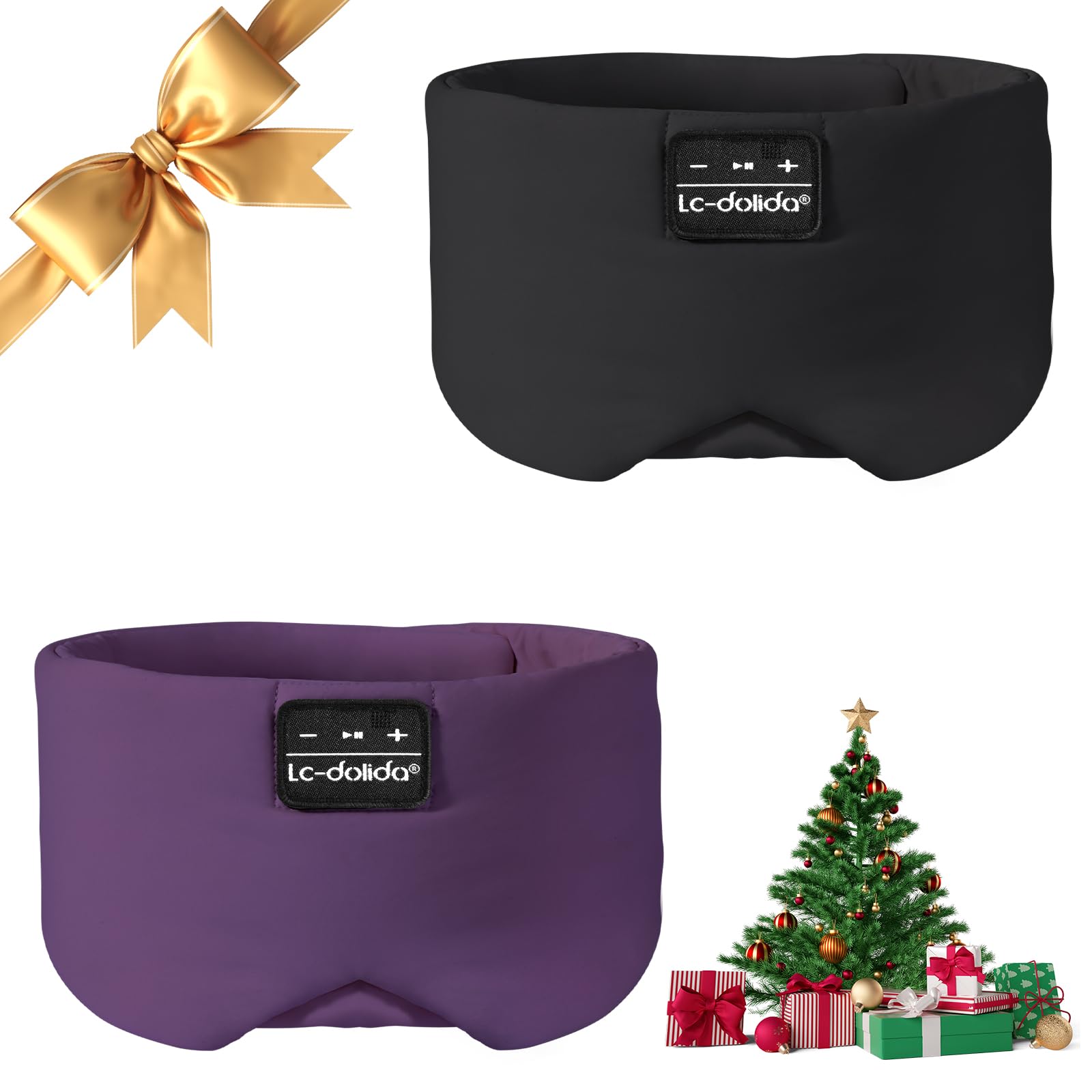 LC-dolida Sleep Mask with Bluetooth Headphones Ice Silk Sleep Mask with Bluetooth 5 4 Total Blackout Eye Mask
