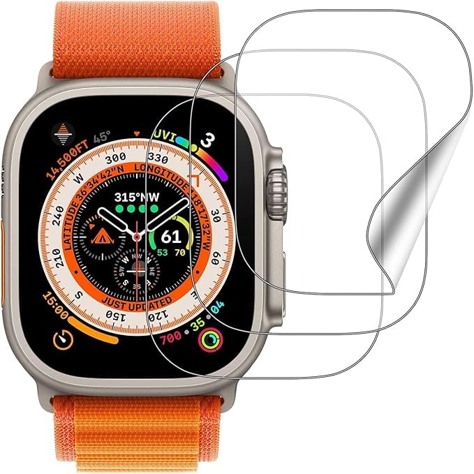 Image of BLACKSHEEP 2 Pack Membrane For Apple Watch Ultra /Ultra 2 / Ultra 3 (49mm) Full Screen Coverage Flexible Watch Screen Protector with Easy Installation Kit