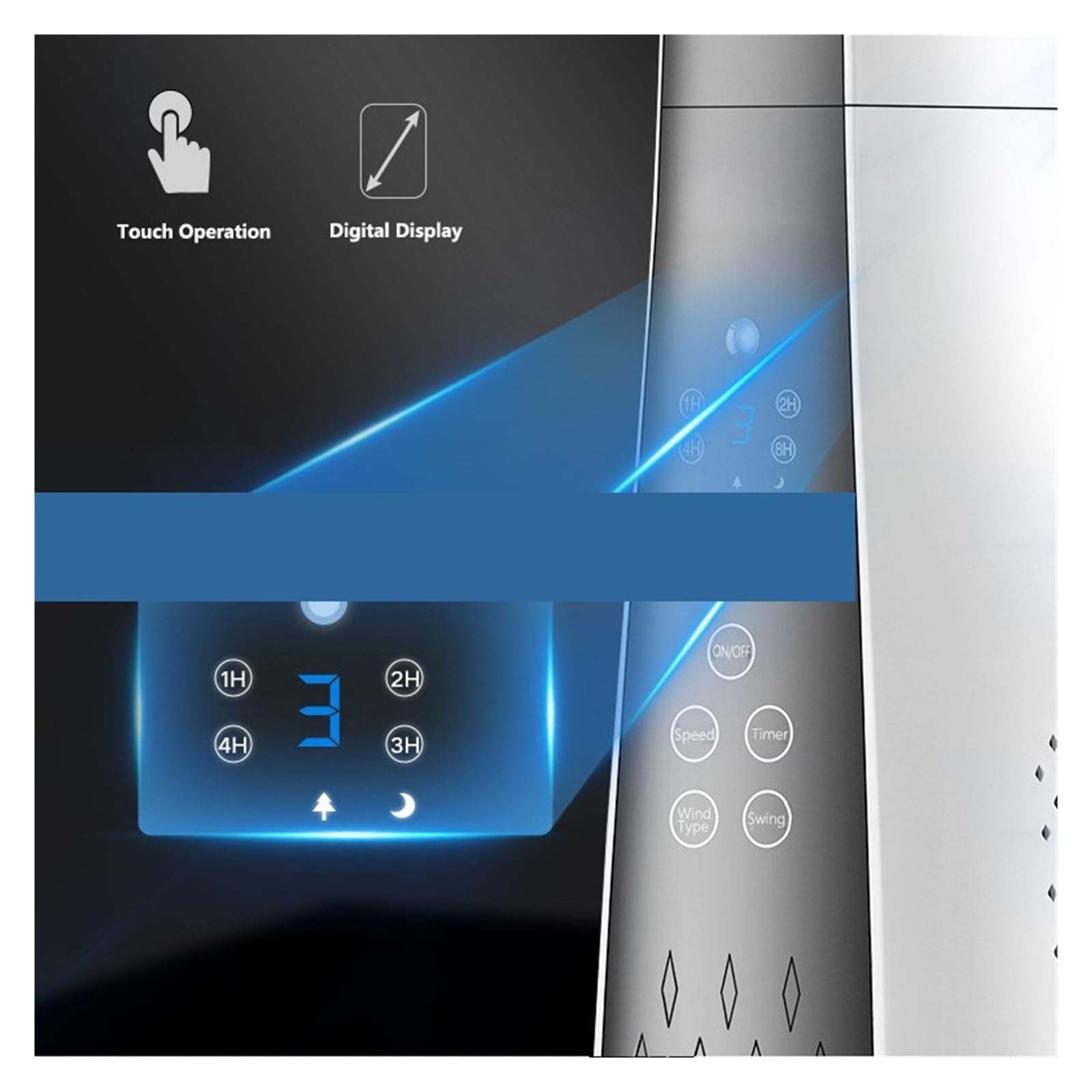 Ventilatori senza pale, Ventilatore elettrico a torre 3 file regolabile con timer Ventola