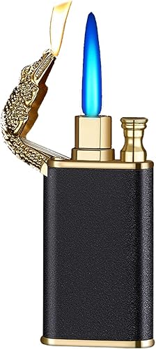 Encendedor de gas, encendedor de doble llama, cocodrilo de metal resistente al viento, antorcha de gas y butano, encendedor de cigarrillos para