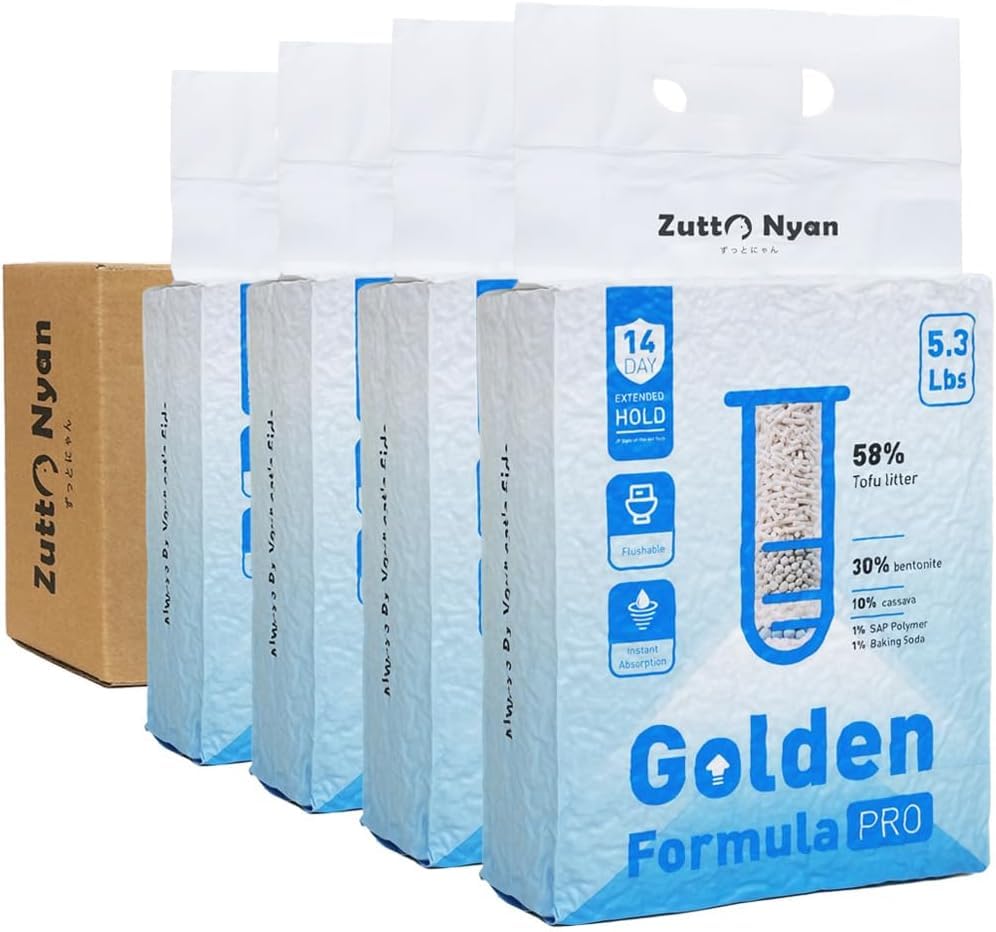Zutto Nyan 5-in-1 Mixed Cat Litter, Tofu Litter Ultra Clumping & Strong Odor Control,Flushable, Low Tracking & Dust-Fre Multi-Cat Households (5.3lb X 2Bag)