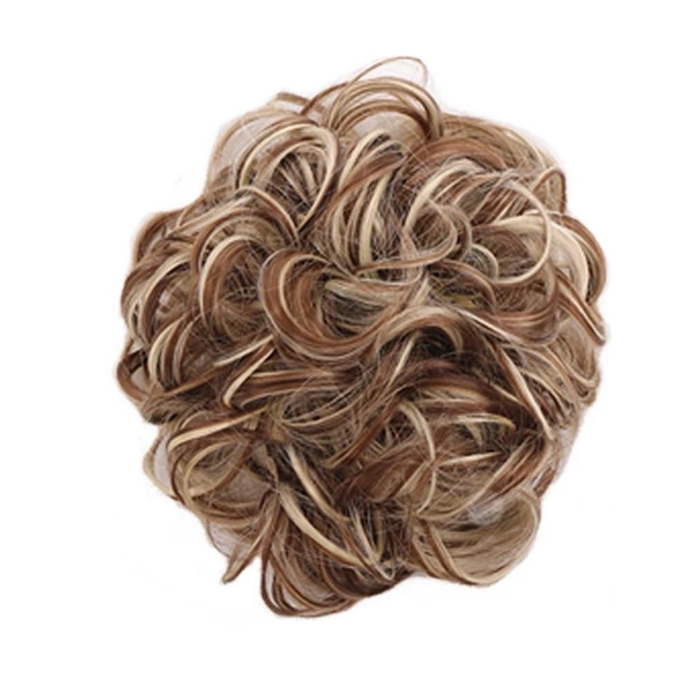 QRSTUVXZY DIY Wrap Around Bun Hairs Synthetic Messy Haires Piece Curly Wavy Hair Buns Scrunchies Long Ponytail Extensions(Bloned+Brown)