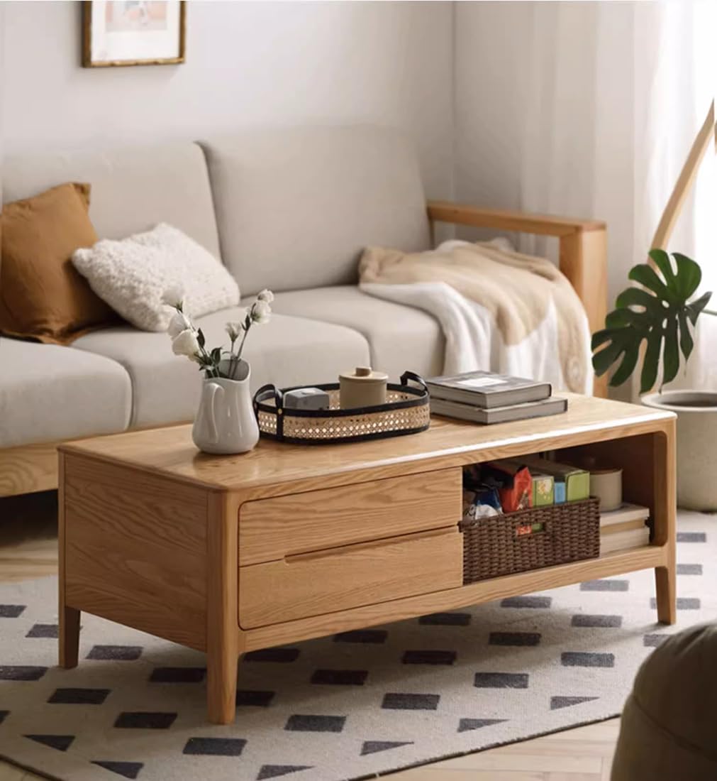 Amazon.co.jp: JETOGIDOO ローテーブル 北米産オーク無垢材 木製