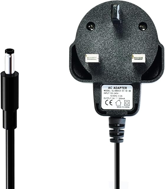Amuzik 9V DC Pedal Power Supply Adapter For Guitar Pedals for BOSS Zoom Guitar Multi Effects Pedal - 500mA Power Supply UL Listed, Center Negative