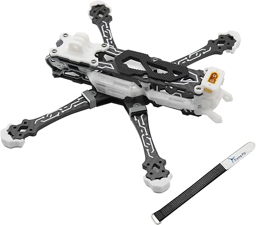 Trying Fly FPV - Marco de dron cepillado 6S Freestyle FPV Racing Dron serigrafía fibra de carbono de 8583in brazos de 5 pulgadas y 0236in blanco