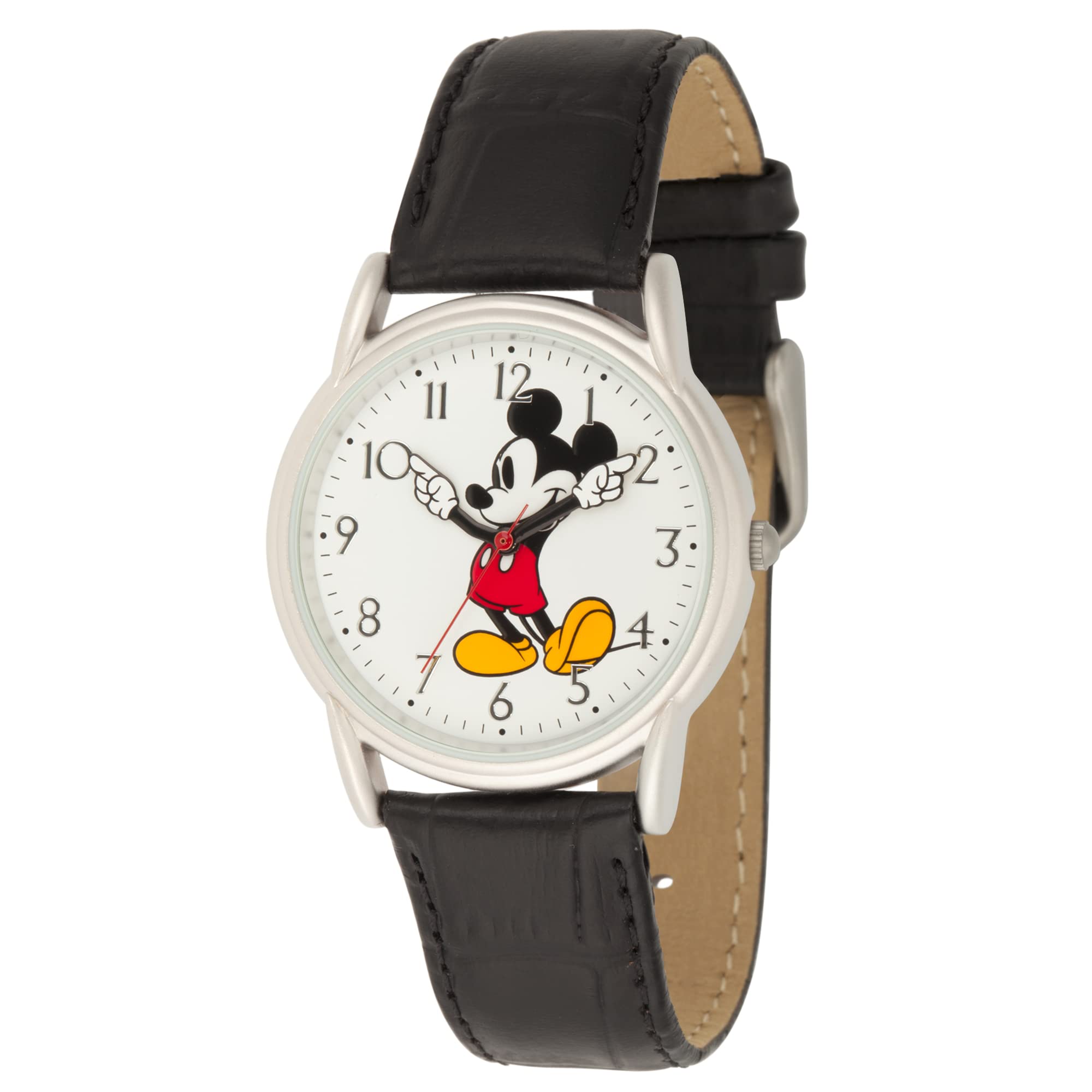 Disney Mickey Mouse Adult Classic Cardiff Articulating Hands Analog Quartz Leather Strap Watch