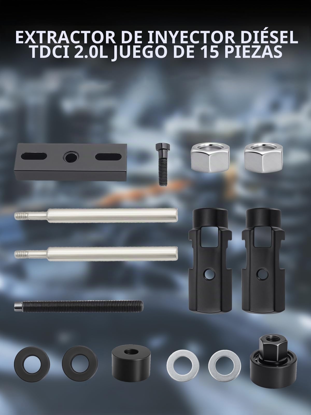 Kit de Extracción de Inyectores, para Fo Rd 2.0 TDCI EcoBlue Diesel, Juego Extractores, 303-1706 Compatible con Edge, Focus, Galaxy, Kuga, Mondeo, Tourneo, Transit