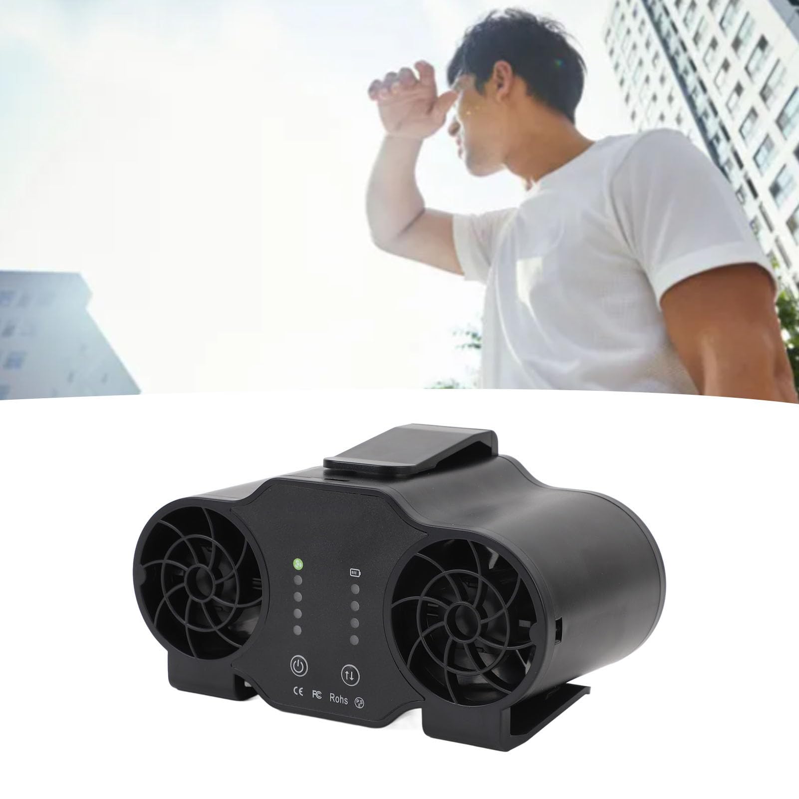 Pilipane Ventilatore portatile a clip di dimensioni, flusso d'aria super potente, 4 velocità regolabili, ventilatore personale portatile, ricaricabile tramite USB, ventilatore da collo sospeso