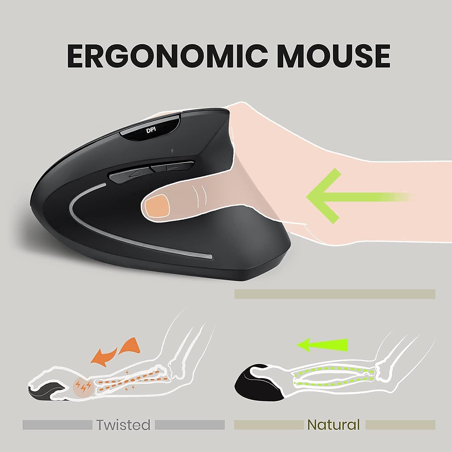 Wireless Vertical Mouse with 35x17 Waterproof XXL Stitched Mouse Pad