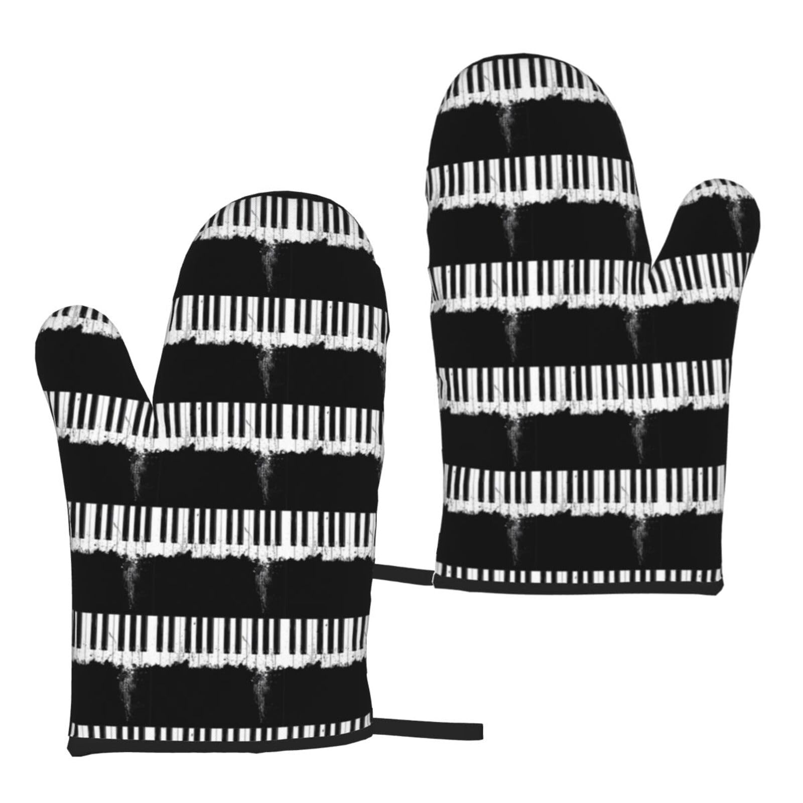 Piano Print Heat Resistant Universal Fit Oven Microwave Gloves Home Cooking Baking Grilling
