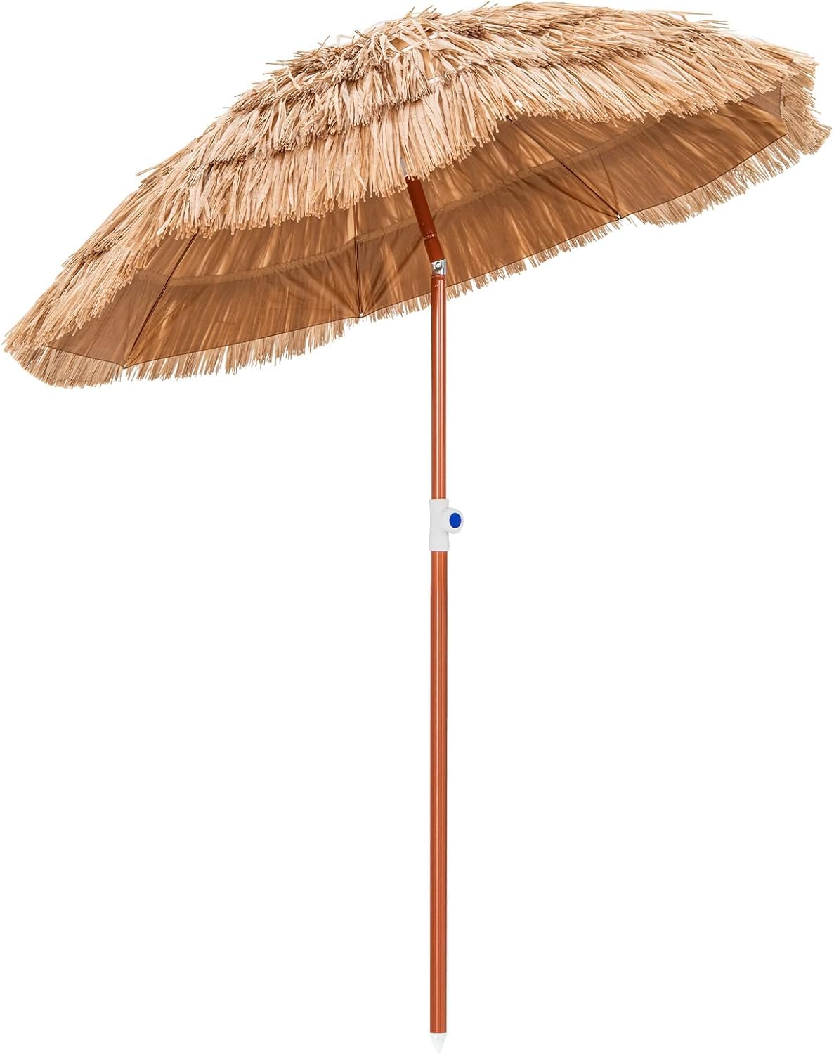 GOPLUS 2,4M Parasol en Paille PP avec Toit Inclinable, Parasol Chaume de Style Hawaïen Tropical Baleines, Bloquer Soleil, pour Patio/Terrasse Jardin H.2,2M