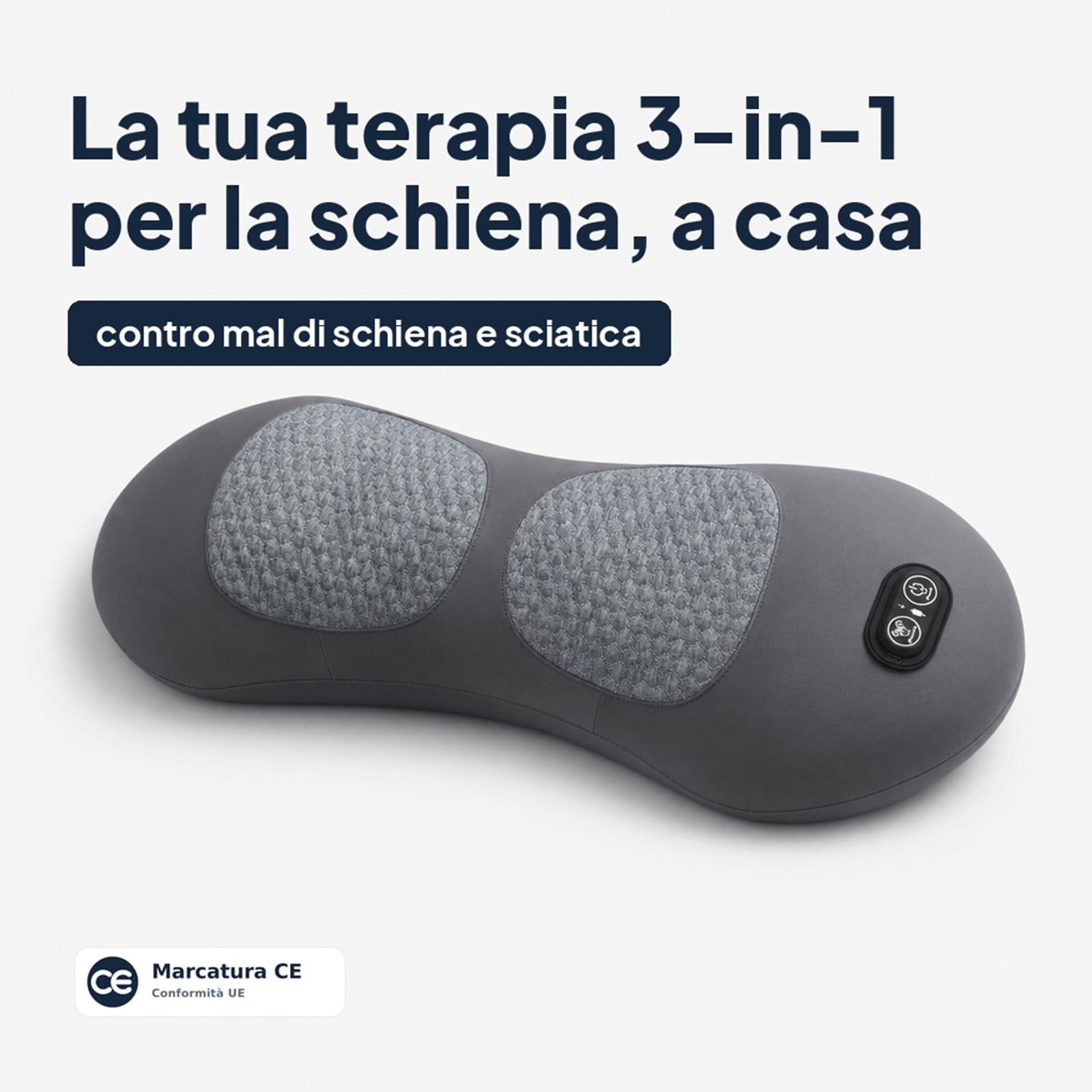 Tepora Tricalma Lombare Elettrico 3-in-1 con Calore e Vibrazione (Grigio scuro)