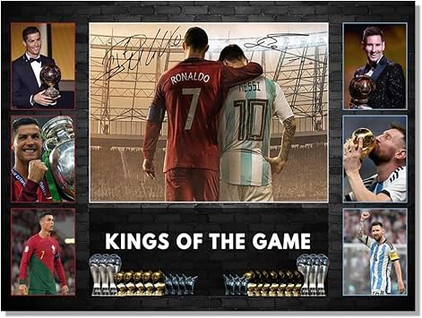 Superstar Messi and Cristiano Ronaldo Signed Poster Kids Fan Room Bedroom Wall Decor American Soccer Poster Canvas Art Print Teen Boy Birthday Gift