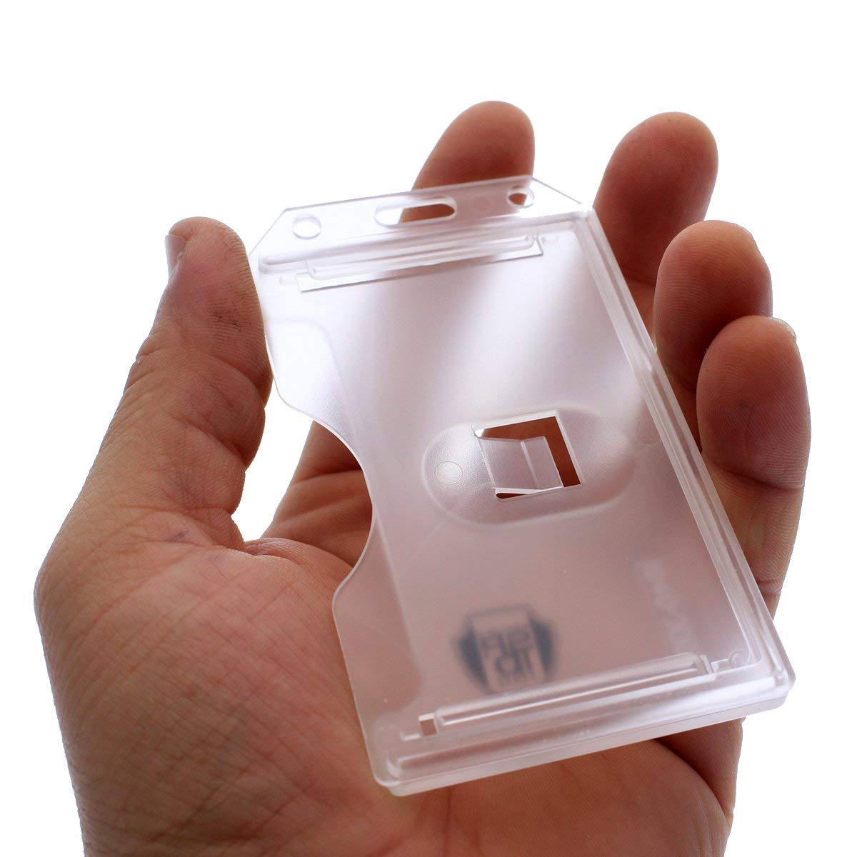 Specialist ID Ausweishalter aus Hartplastik, vertikal, seitliche Ladung, 2 Kartenschutz, mehrere Ausweishalter, robust, Hartplastik, 5 Stück (transparent)