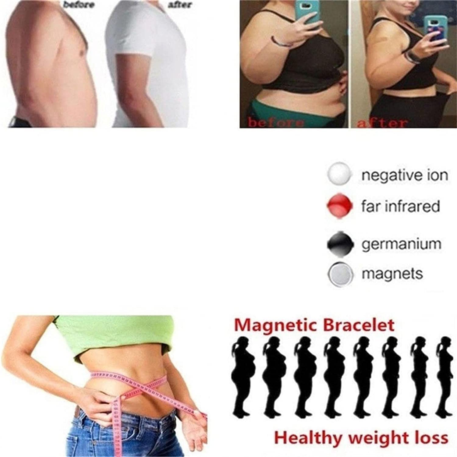 Bracciale Magnetico Dimagrante Detox Con Zirconi | Uomo E Donna, Lunghezza 16,5 Cm, Leggero, Anti-stress