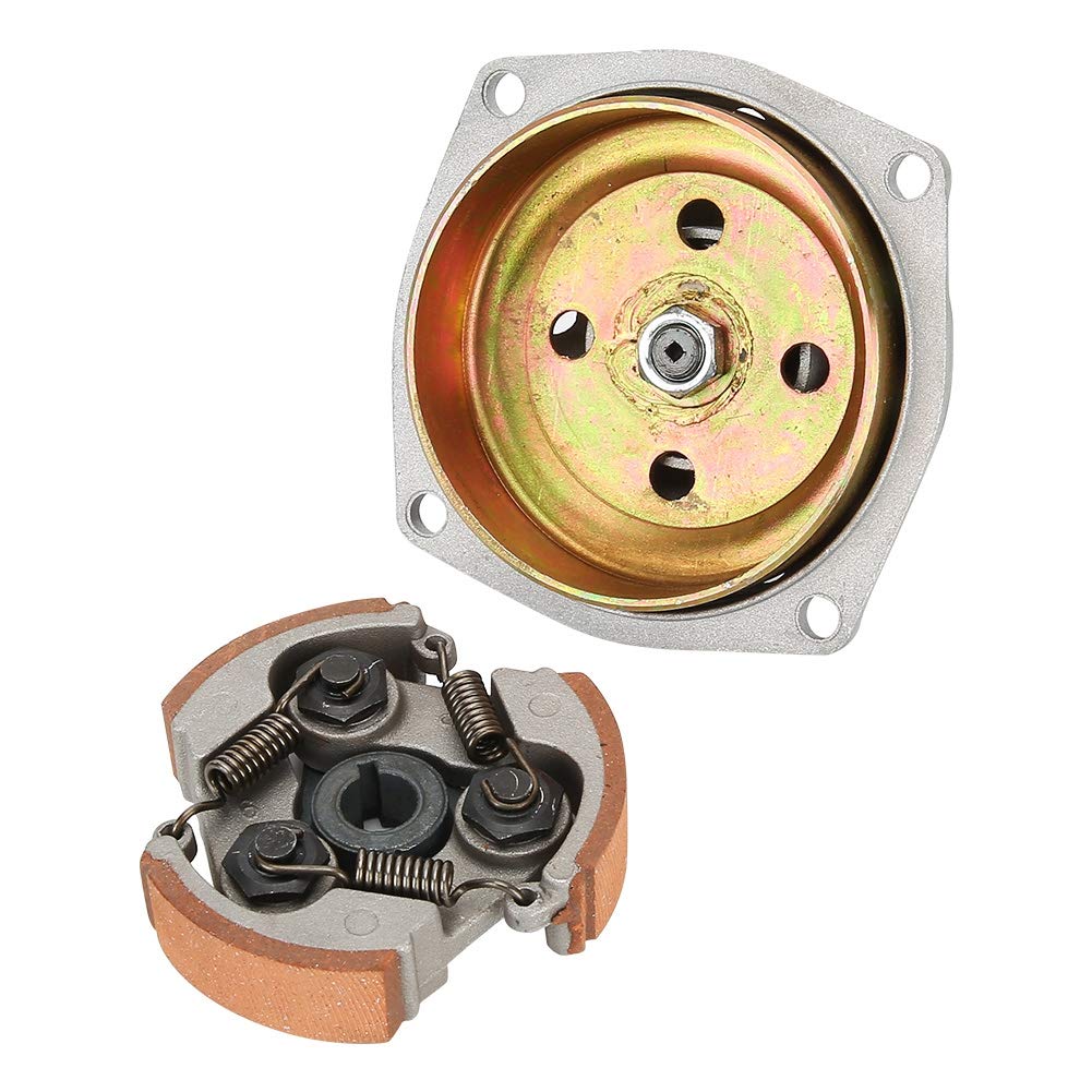 Plaque de Cloche de Tambour D'embrayage Aramox, Boîtier de Cloche de Tambour D'embrayage 6T T8F + Alliage D'acier de Plaque Adapté pour Mini Pocket Quad Dirt Bike ATV