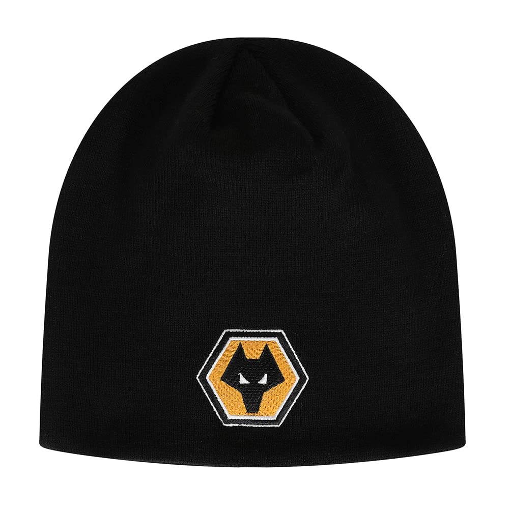 Official Wolves FC black adult crested skull knit beanie hat