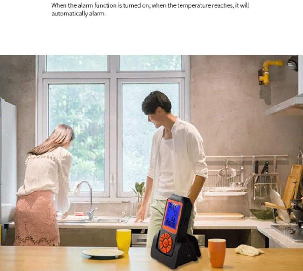 Termómetro de carne de lectura instantánea digital para cocina, cocina de alimentos, parrilla, barbacoa, fumador, dulces, preparación para el hogar, café y aceite Freír, con sondas de acero inoxidable