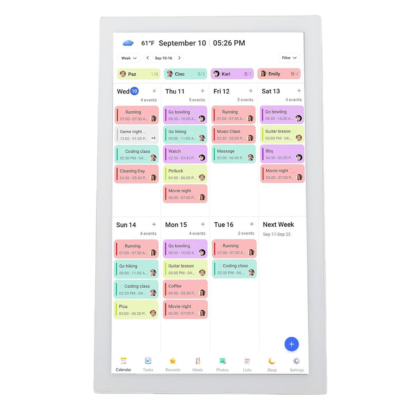 21,5-Zoll-Digitalkalender, Planer mit Touchscreen, Elektronischer Aufgabenliste für Familienpläne, Essensplanung, App-Steuerung, Mobile Synchronisierung (EU-Stecker)