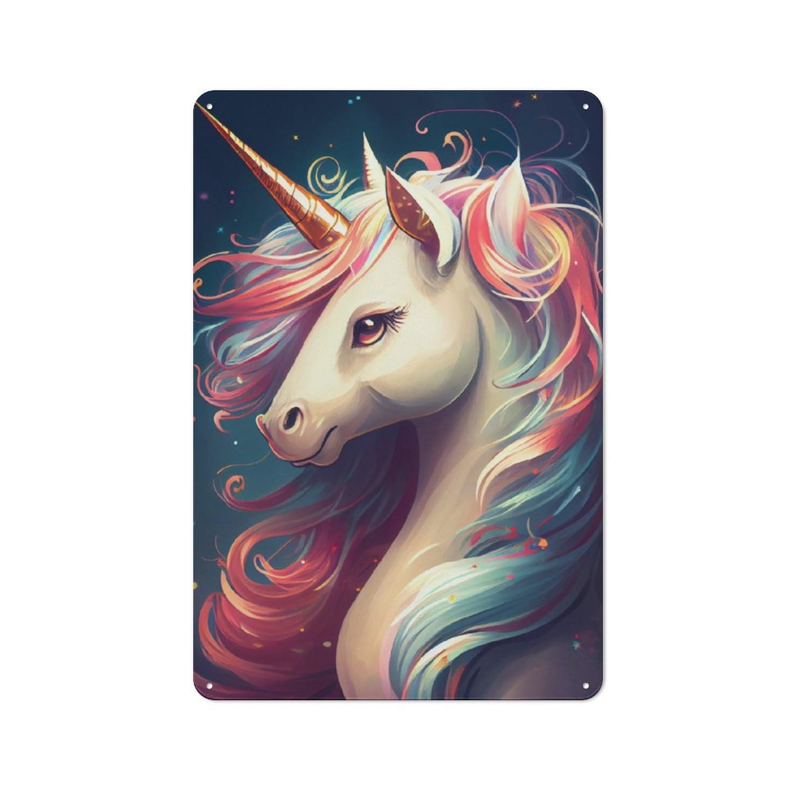 Junmoney Unicorn Cute Metal Plaque 30X20cm With For Workshop Wall, Retro Decor, For Garage, Workshop And Man Cave Decoration