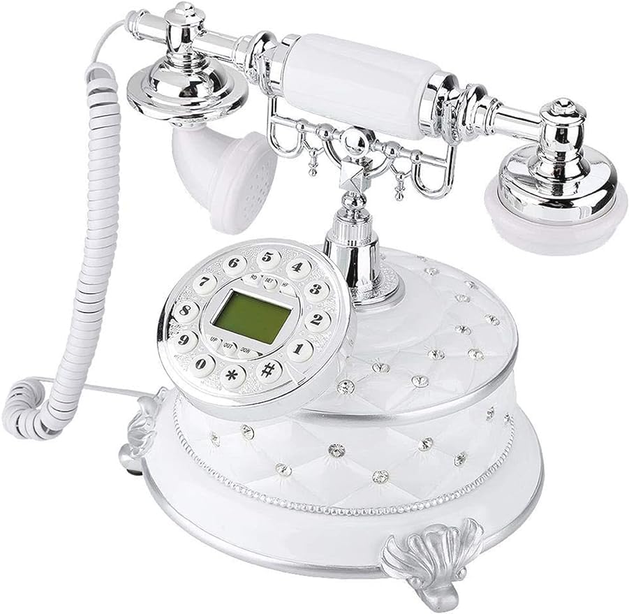 Téléphone antique rétro filaire HJMMWT en bois pour décoration fixe de bureau