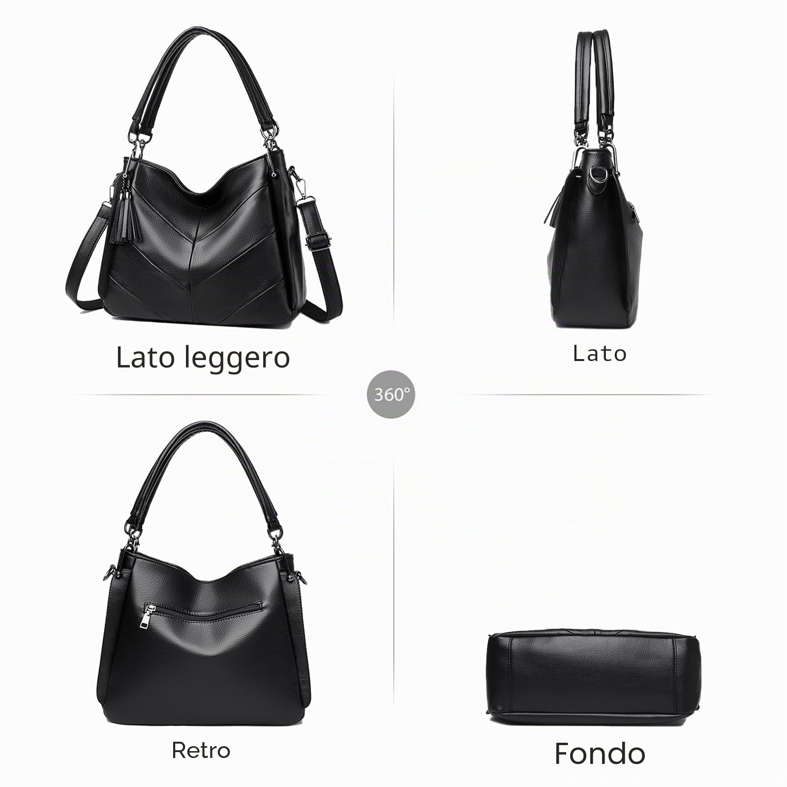 Donna Borsa a Spalla in Pelle PU Tempo libero Borse a Mano Hobo Grande capacità Borsa a tracolla