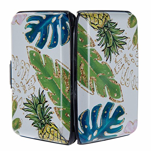 Image of Elfish Mini RFID Aluminum Wallet Credit Cards Holder Business Card Case Metal ID Case for Men Women (Pineapple)