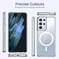 Vista 5 de Funda segura para Samsung Galaxy S21 Ultra Mag, delgada, a prueba de golpes, con magnética, parte trasera dura esmerilada, silicona suave TPU