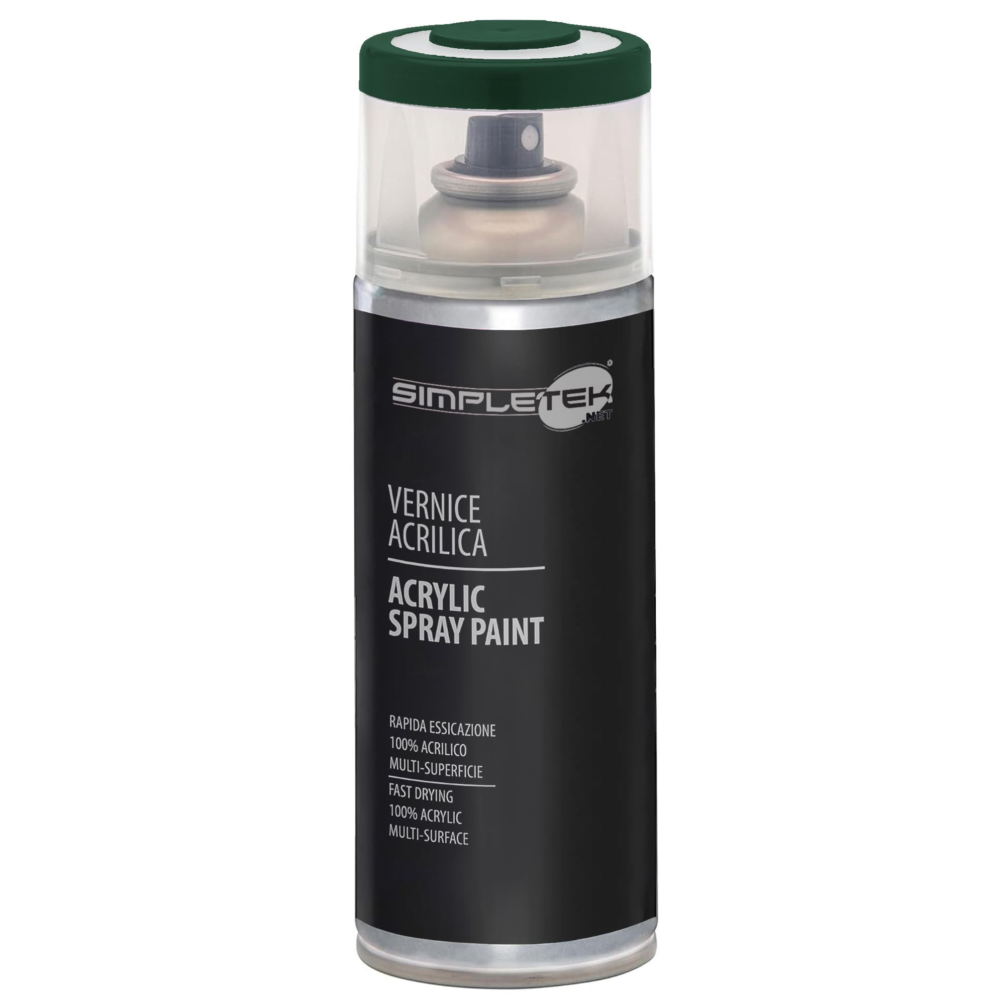 SIMPLETEK - 6X Bomboletta Vernice Spray Acrilico Verde Abete RAL 6009 Universale Multimateriale Rapida Asciugatura Interni Esterni 400ml (kit 6 pezzi)