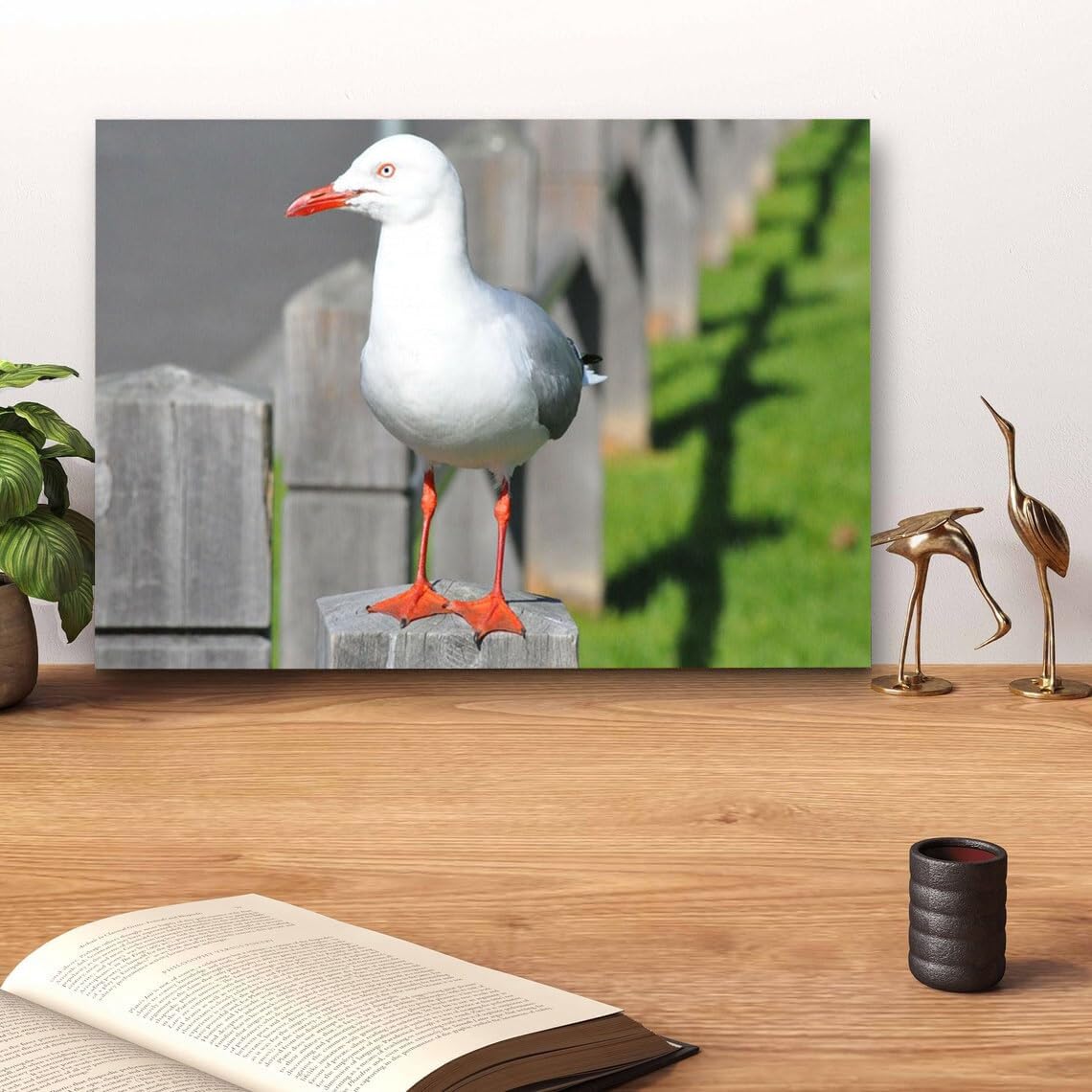 GADGETS WRAP Canvas Gallery Wrap Framed for Home Office Studio Living Room Decoration (14x11inch) - Seagull Bird