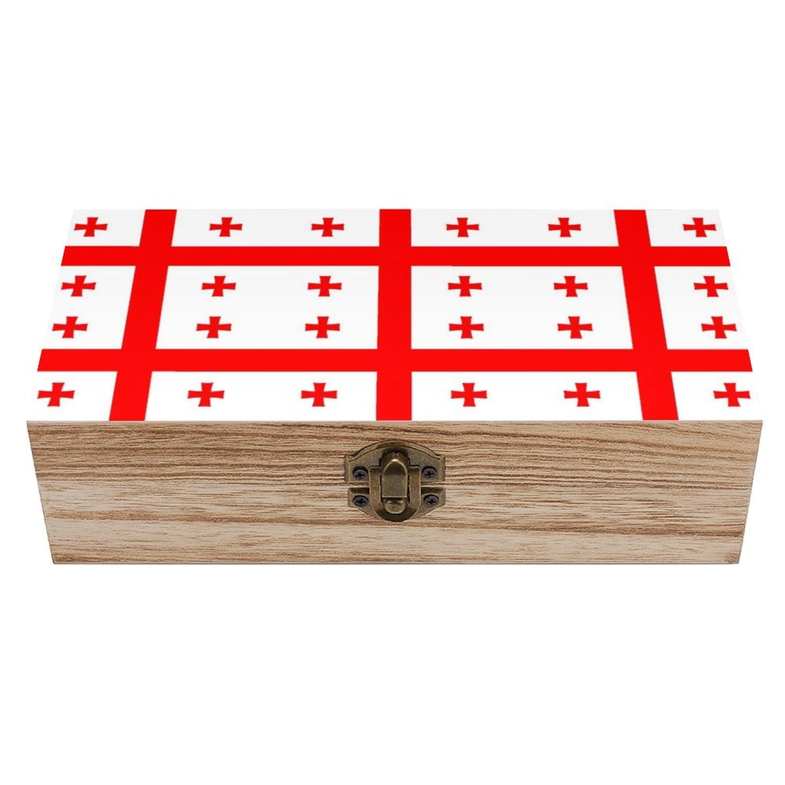 HLBSDM Georgia Flag Wooden Storage Box Craft Memory Keepsake Treasure Chest Box Jewelry Organizer