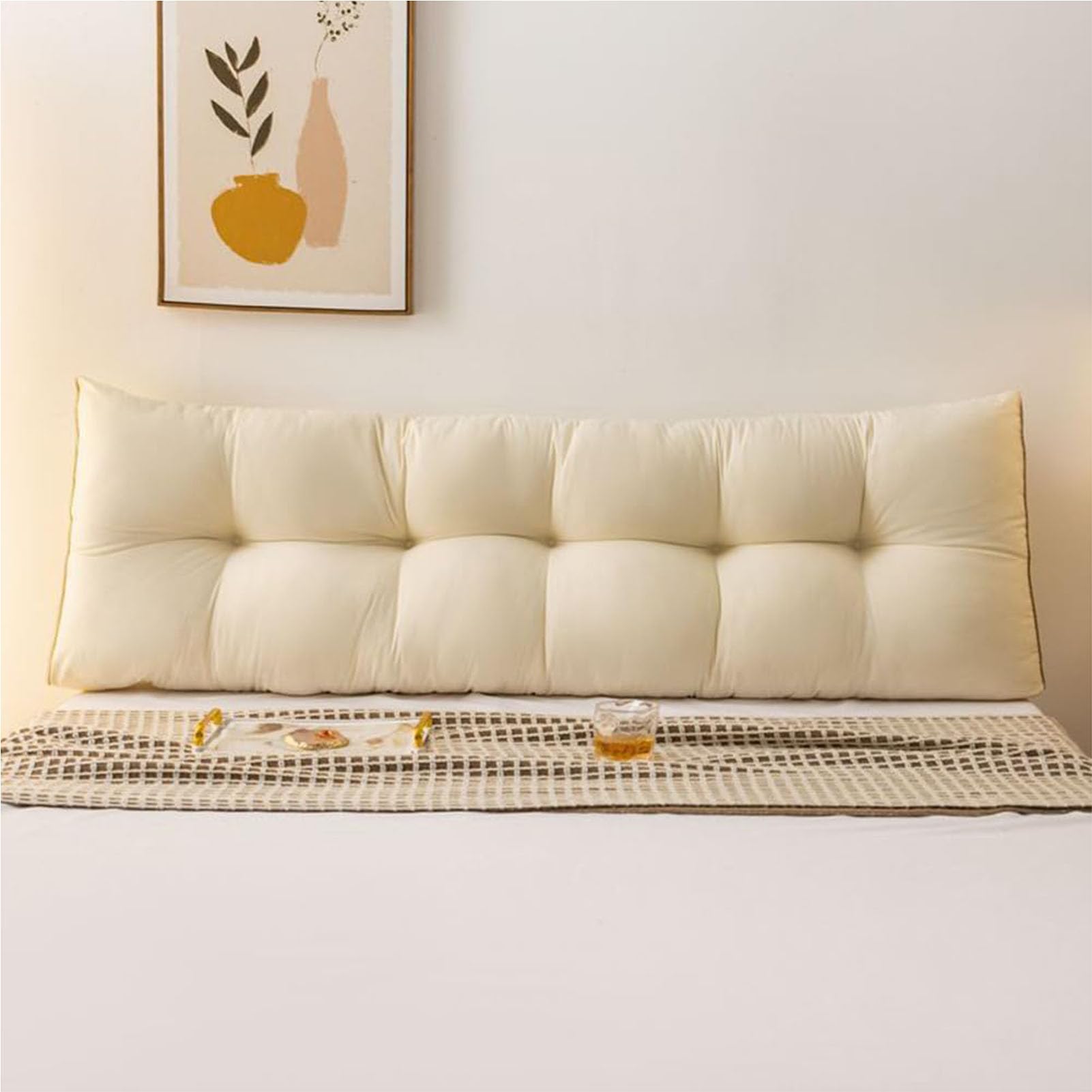 Cuscino a Cuneo Grande 120cm per Testiera Letto Singolo Matrimoniale Queen King Size Cuscino da Lettura Ergonomico per Schienale Comfort e Supporto A Letto