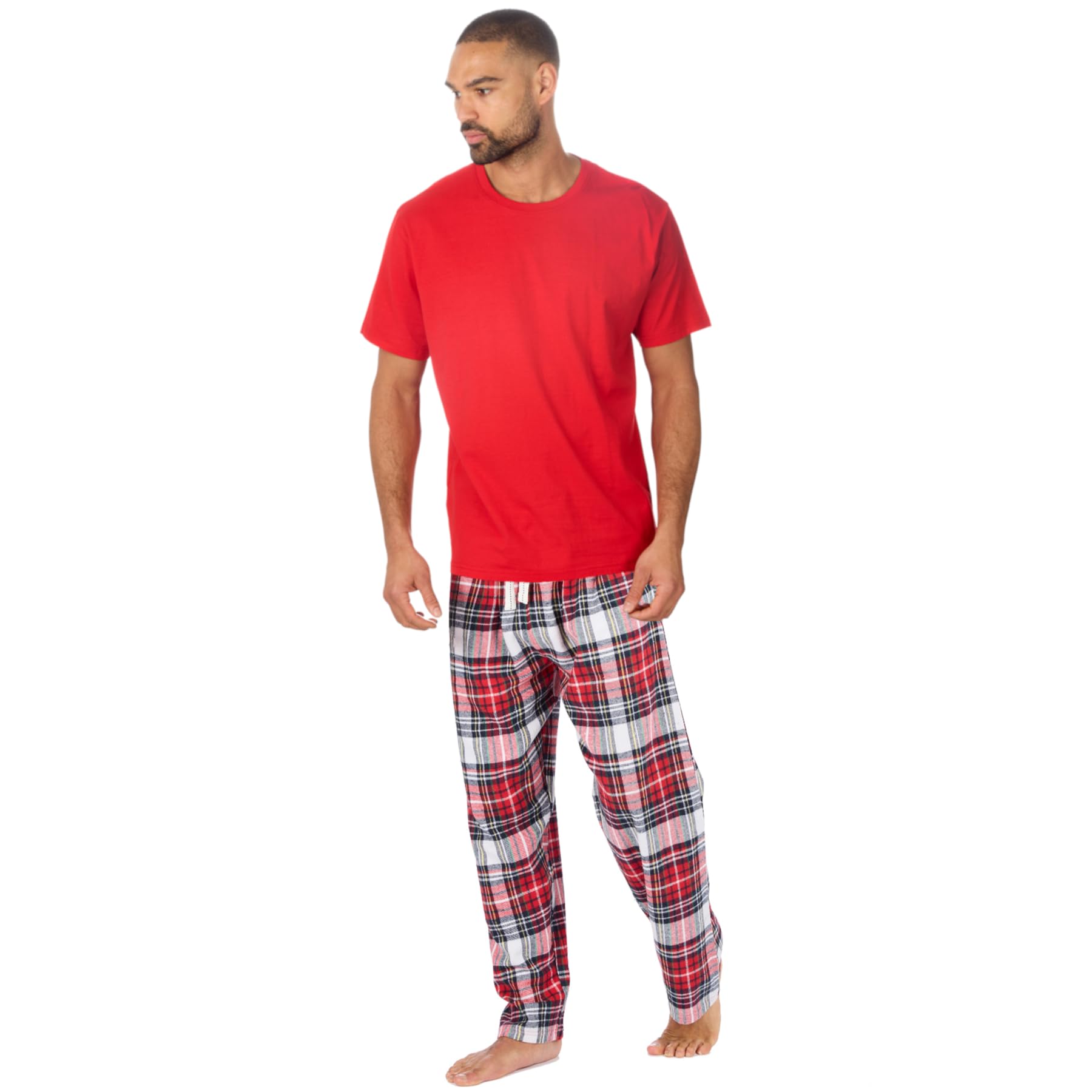 style it up Mens Short Sleeve Cotton Brushed Fleece Top Pants Pajamas Sleepwear Loungewear Set Gift-picture-25