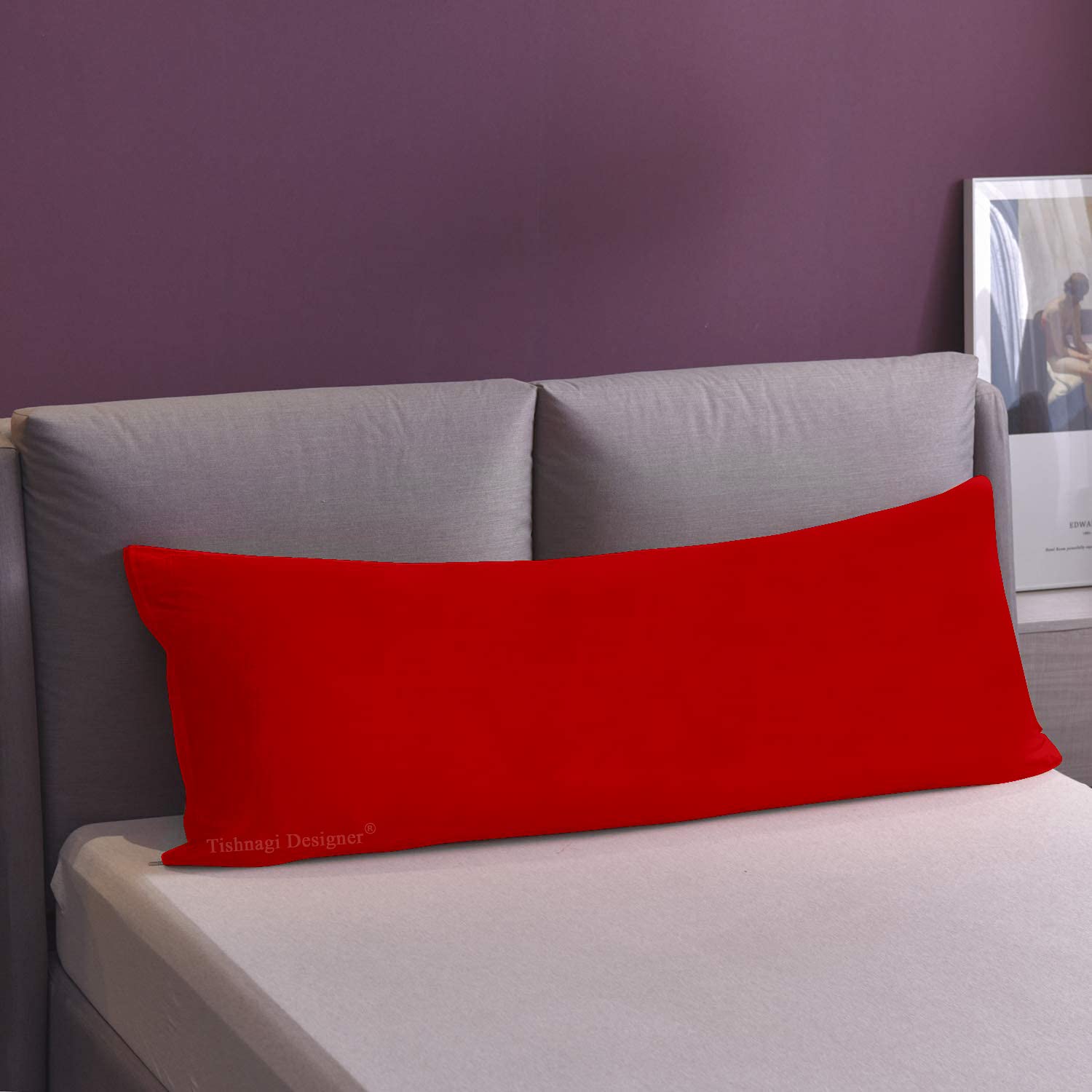 Body Pillowcase 18"x 54" with Invisible Zipper Closure Long Red Pillow Cover (Red Cover Only, Set of 1)-image-39