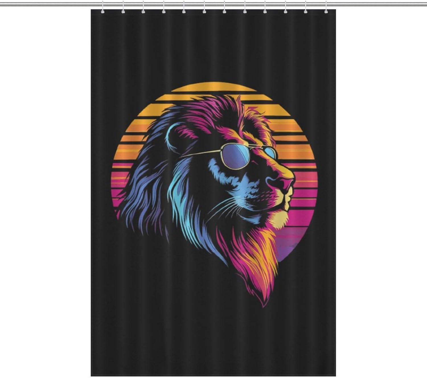 Lion with Glasses Vintage Funny Shower Curtains Washable Bath Curtain Liner with Hooks for Bathroom Bath Tubs 48x72Inch（122x183cm）