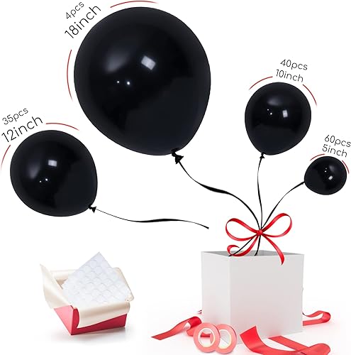 Miniatura 2 de Globos de látex negro globos negros de 139 tamaños diferentes de 5101218 pulgadas, globos para cumpleaños, globos de día de San Valentín, globos de