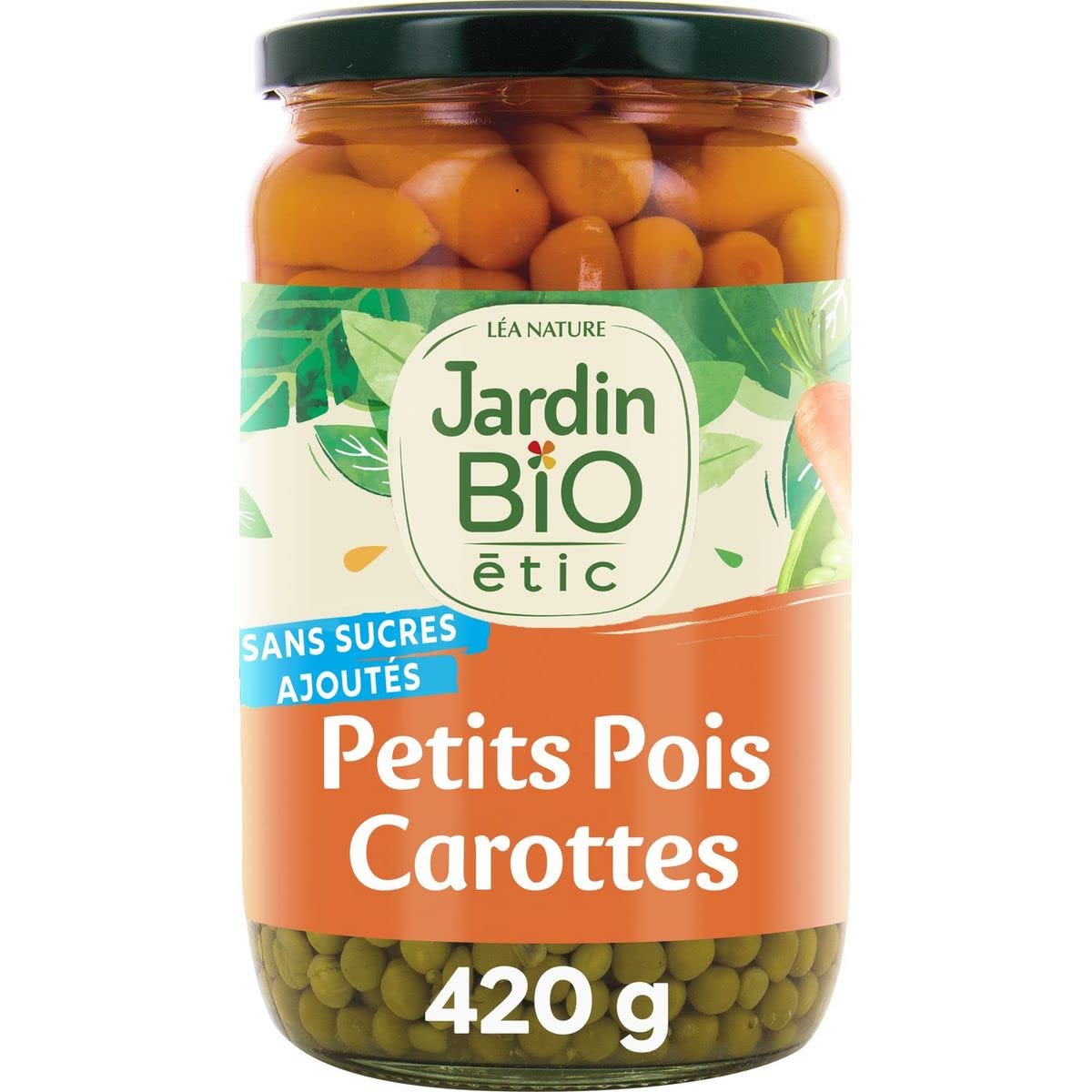 Lot de 3 unités *** JARDIN BIO ETIC Petits pois très fins et jeunes carottes en bocal 660g