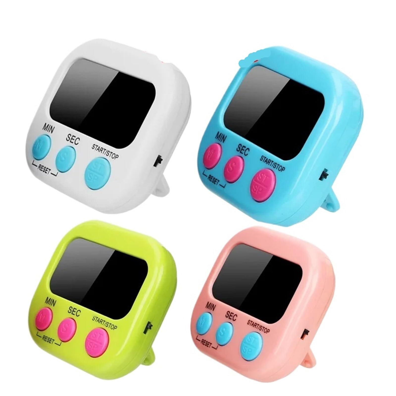 Timer da cucina con retro magnetico | Orologio promemoria for il conto alla rovescia(4-Pcs)